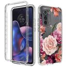 For Motorola Edge 2022 Transparent Painted Phone Case(Purple Floral) - 1