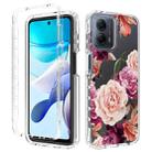 For Motorola Moto G 5G 2023 Transparent Painted Phone Case(Purple Floral) - 1