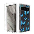 For Google Pixel 7a Transparent Painted Phone Case(Blue Butterflies) - 1