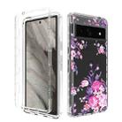 For Google Pixel 7a Transparent Painted Phone Case(Pink Flower) - 1