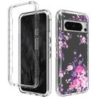 For Google Pixel 8 Pro Transparent Painted Phone Case(Pink Flower) - 1