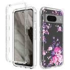 For Google Pixel 8 Transparent Painted Phone Case(Pink Flower) - 1