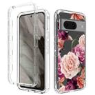 For Google Pixel 8 Transparent Painted Phone Case(Purple Floral) - 1