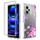 For Xiaomi Redmi Note 12 Pro 5G Transparent Painted Phone Case(Pink Flower) - 1