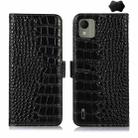 For Nokia C110 Crocodile Top Layer Cowhide Leather Phone Case(Black) - 1
