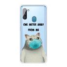For Samsung Galaxy A11 Coloured Drawing Pattern Highly Transparent TPU Protective Case(Mask Cat) - 1