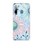 For Samsung Galaxy A21 Coloured Drawing Pattern Highly Transparent TPU Protective Case(Flower) - 1
