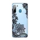 For Samsung Galaxy A21 Coloured Drawing Pattern Highly Transparent TPU Protective Case(Black Rose) - 1