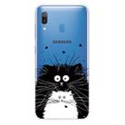 For Samsung Galaxy A40 Coloured Drawing Pattern Highly Transparent TPU Protective Case(Black White Rat) - 1