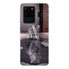 For Samsung Galaxy S20 Ultra Coloured Drawing Pattern Highly Transparent TPU Protective Case(Cat Tiger) - 1