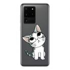 For Samsung Galaxy S20 Ultra Coloured Drawing Pattern Highly Transparent TPU Protective Case(Cat) - 1