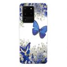 For Samsung Galaxy S20 Ultra Coloured Drawing Pattern Highly Transparent TPU Protective Case(Purple Butterfly) - 1