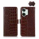For OnePlus Nord 3 / Ace 2V Crocodile Top Layer Cowhide Leather Phone Case(Brown) - 1