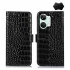 For OnePlus Nord 3 / Ace 2V Crocodile Top Layer Cowhide Leather Phone Case(Black) - 1