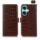 For OnePlus Nord CE3 5G Crocodile Top Layer Cowhide Leather Phone Case(Brown) - 1