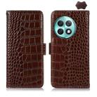 For OnePlus Ace 2 Pro Crocodile Top Layer Cowhide Leather Phone Case(Brown) - 1