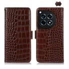 For OnePlus Ace 3 / 12R Crocodile Top Layer Cowhide Leather Phone Case(Brown) - 1