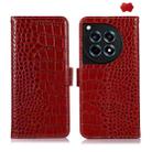 For OnePlus Ace 3 / 12R Crocodile Top Layer Cowhide Leather Phone Case(Red) - 1