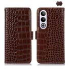 For OnePlus Nord CE4 5G Global Crocodile Top Layer Cowhide Leather Phone Case(Brown) - 1