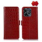 For Realme C53/Narzo N53 Crocodile Top Layer Cowhide Leather Phone Case(Red) - 1