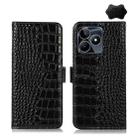For Realme C53/Narzo N53 Crocodile Top Layer Cowhide Leather Phone Case(Black) - 1