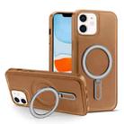 For iPhone 11 MagSafe Magnetic Holder Phone Case(Brown) - 1