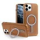 For iPhone 11 Pro Max MagSafe Magnetic Holder Phone Case(Brown) - 1