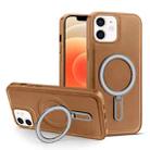For iPhone 12 / 12 Pro MagSafe Magnetic Holder Phone Case(Brown) - 1