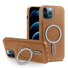 For iPhone 12 Pro Max MagSafe Magnetic Holder Phone Case(Brown) - 1