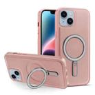 For iPhone 14 MagSafe Magnetic Holder Phone Case(Pink) - 1