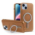 For iPhone 14 MagSafe Magnetic Holder Phone Case(Brown) - 1