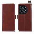 For OnePlus Ace 3 / 12R Magnetic Crazy Horse Texture Genuine Leather RFID Phone Case(Brown) - 1