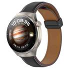 For Huawei Watch 4 / Watch 4 Pro Folding Buckle Genuine Leather Watch Band(Black) - 1