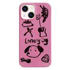 For iPhone 14 Painted Pattern PC Phone Case(Lonely Dog) - 1
