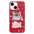 For iPhone 14 Painted Pattern PC Phone Case(Bunny Red) - 1