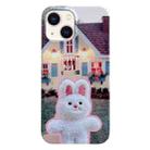 For iPhone 14 Plus Painted Pattern PC Phone Case(Bunny Hug) - 1
