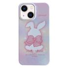 For iPhone 14 Plus Painted Pattern PC Phone Case(Pink Bowknot Bunny) - 1