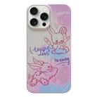 For iPhone 15 Pro Painted Pattern PC Phone Case(Pink Line Bunny) - 1