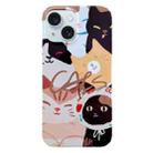 For iPhone 15 Painted Pattern PC Phone Case(Stacked Cats) - 1