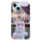 For iPhone 15 Plus Painted Pattern PC Phone Case(Bunny Hug) - 1