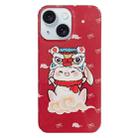 For iPhone 15 Plus Painted Pattern PC Phone Case(Bunny Red) - 1