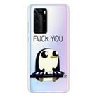 For Huawei P40 Coloured Drawing Pattern Highly Transparent TPU Protective Case(Penguin) - 1