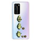 For Huawei P40 Coloured Drawing Pattern Highly Transparent TPU Protective Case(Avocado) - 1