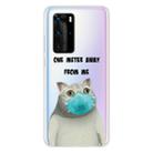 For Huawei P40 Coloured Drawing Pattern Highly Transparent TPU Protective Case(Mask Cat) - 1