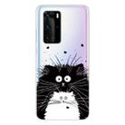 For Huawei P40 Coloured Drawing Pattern Highly Transparent TPU Protective Case(Black White Rat) - 1