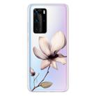 For Huawei P40 Coloured Drawing Pattern Highly Transparent TPU Protective Case(Lotus) - 1