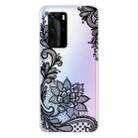 For Huawei P40 Coloured Drawing Pattern Highly Transparent TPU Protective Case(Black Rose) - 1