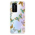For Huawei P40 Coloured Drawing Pattern Highly Transparent TPU Protective Case(Golden Butterfly) - 1