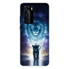 For Huawei P40 Coloured Drawing Pattern Highly Transparent TPU Protective Case(Lion) - 1