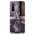 For Huawei P40 Lite 5G Coloured Drawing Pattern Highly Transparent TPU Protective Case(Cat Tiger) - 1